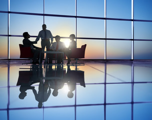 Wall Mural - Group of Business People Meeting in Back Lit
