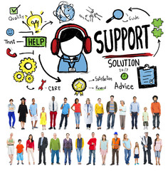 Sticker - Support Solution Advice Help Quality Care Team Concept