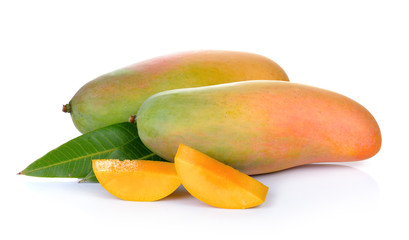 Wall Mural - ripe mango on white background