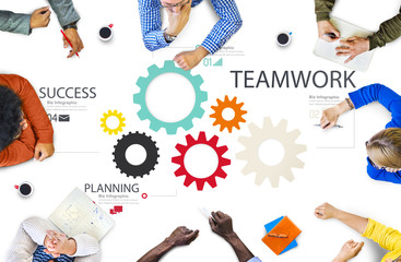 Wall Mural - teamwork team group gear partnership cooperation concept