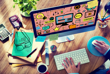 web design media content light bulb inspiration concept
