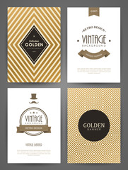 Canvas Print - Set of brochures in vintage style. Vector design templates. Vintage frames and backgrounds.