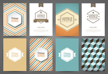 Sticker - Set of brochures in vintage style. Vector design templates. Vintage frames and backgrounds.