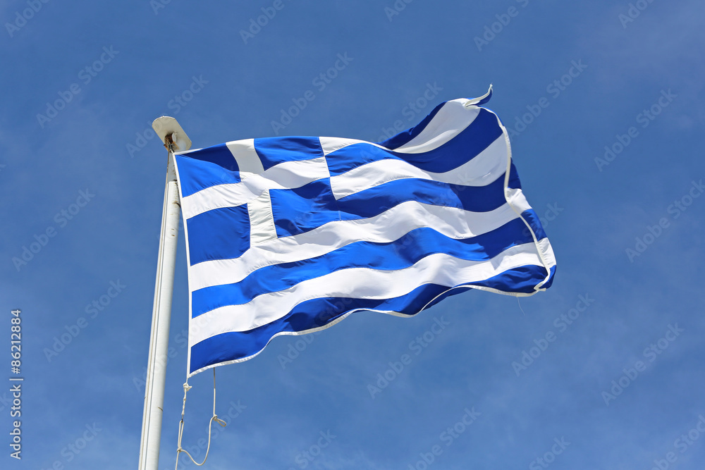 Greece Flag - obrazy, fototapety, plakaty 