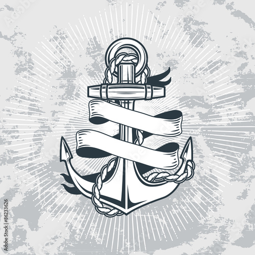 Anchors with ribbon Stock Vector | Adobe Stock