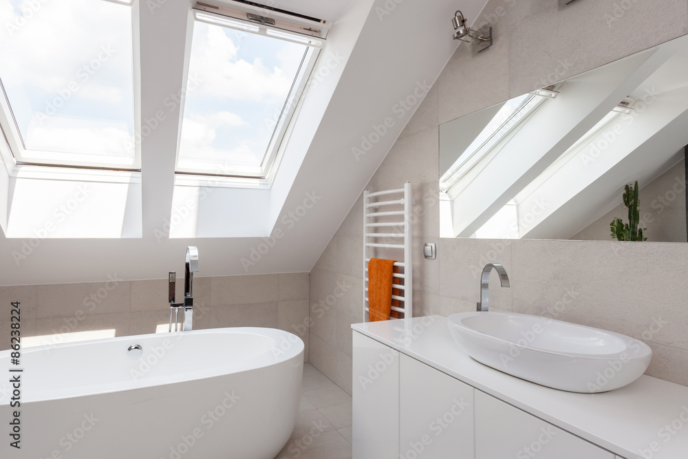 Skylight in designed bathroom