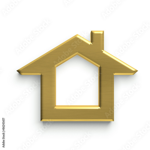 3D House Logo. Golden - Buy this stock illustration and explore similar