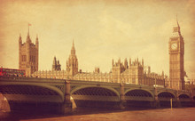 The Palace Of Westminster, London, UK.  Added  Paper Texture.