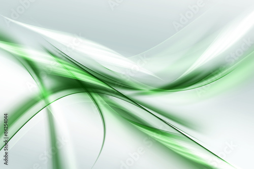 Naklejka - mata magnetyczna na lodówkę Beautiful Green White Light Abstract Waves Background