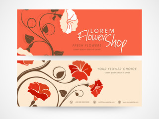 Wall Mural - Flower shop website header or banner set.