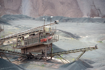 Wall Mural - stone crusher machine in an open pit mine