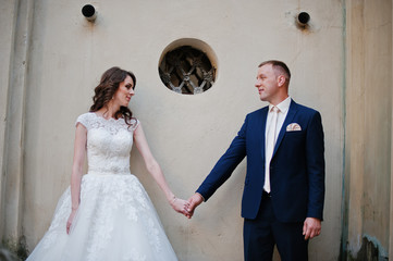 couple newlyweds on stone