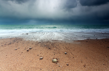 Wall Mural - Atlantic ocean coast at storm