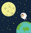 Vector of Astronaut in space travel to the moon