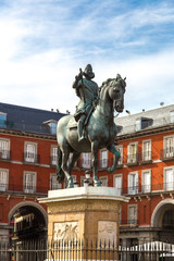 Wall Mural - Statue of Philip III at Mayor plaza in Madrid