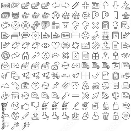 Fotografie, Obraz Schwarze Web Symbole in Liniendarstellung