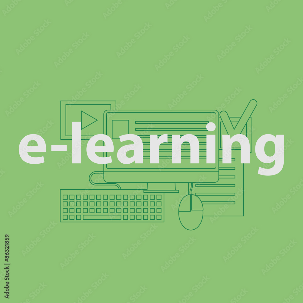 vector outline illustration concept for online education Stock Vector ...