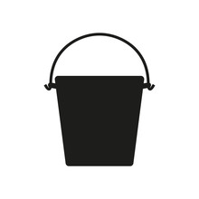 The Bucket Icon. Pail And Bucketful Symbol. Flat