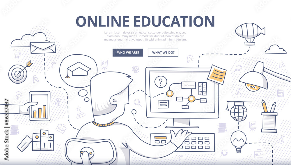 เวกเตอร์ Stock Online Education Doodle Concept | Adobe Stock