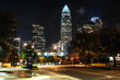 Charlotte, NC. United States. City lights and streets in downtown