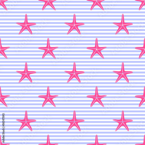 wzor-z-rozowe-rozgwiazdy-na-paskach-slodkie-tlo-morskie-tlo-zycia-morskiego-ilustracja-wektorowa-baby-shower-morska-tekstura