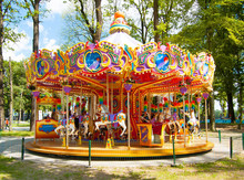 Colourful Carousel In The Park