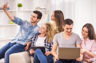 Students with gadgets