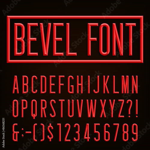 Retro Beveled Narrow Font Vector Alphabet Beveled Narrow Block