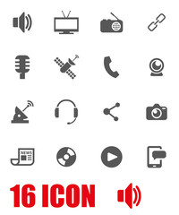 Sticker - Vector grey media icon set