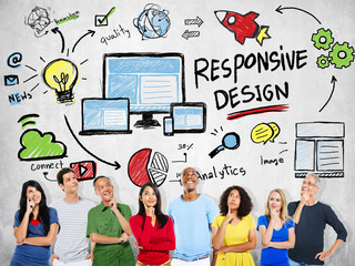 Sticker - Responsive Design Internet Web Online People Thinking Concept