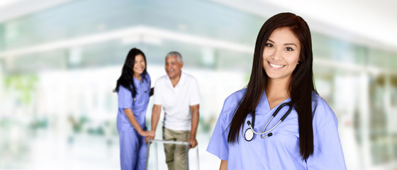 Wall Mural -  Health Care Worker and Elderly Man