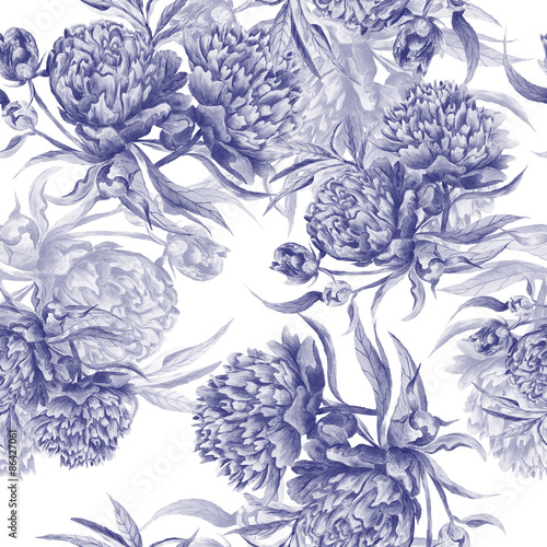 Cotton fabric Grisaille-Aquarell Pfingstrose-Textur