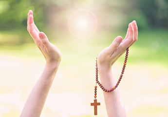  religious background, praying with rosary, miracle concept