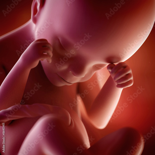 Nowoczesny obraz na płótnie medical accurate 3d illustration of a fetus week 24