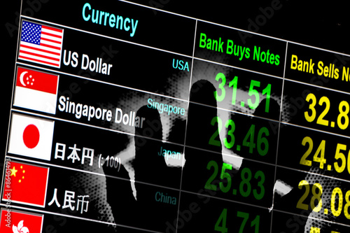 Foreign Currency Exchange Rate Board With Lighting Hand In Backg Foreign Currency Exchange Rate Board With Lighting Hand In Backg