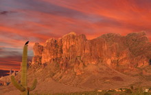 Southwest Desert Mountain Range At Sunset