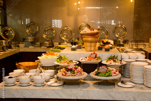 Fotografie, Obraz international buffet restaurant at hotel.