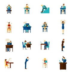 Sticker - Frustration People Flat Icon Set