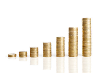 coins stacks isolated on white