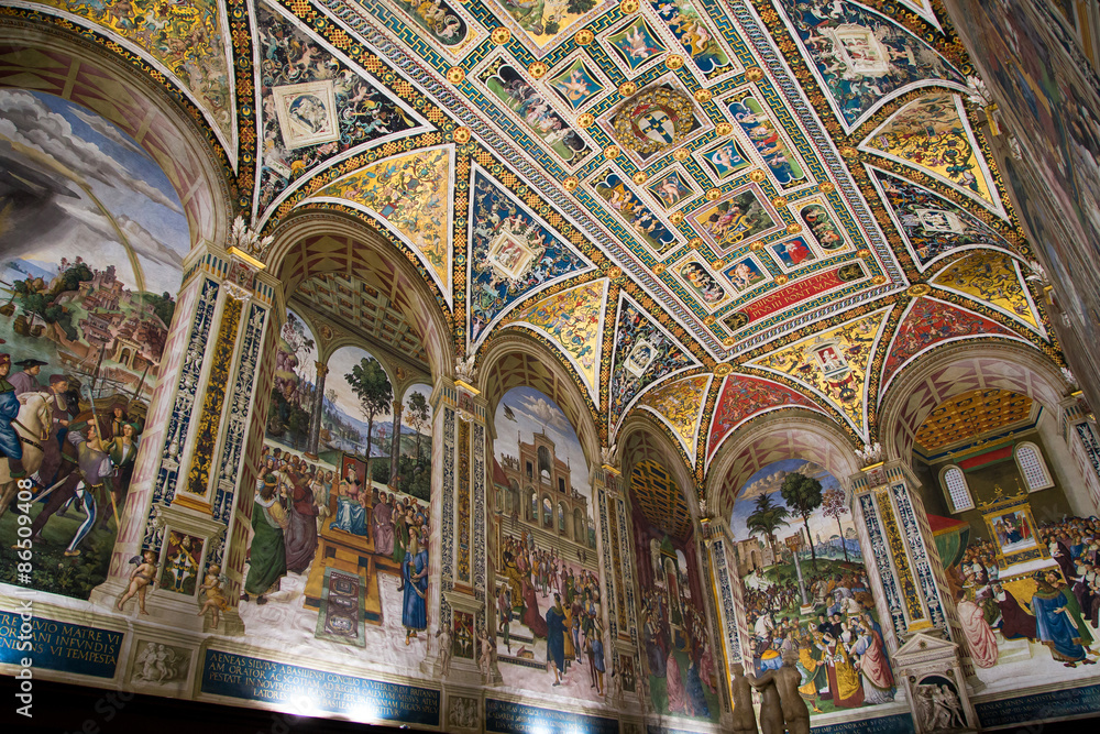 Piccolomini Library in Siena Cathedral - obrazy, fototapety, plakaty 