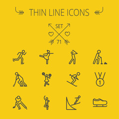 Sticker - Sports thin line icon set