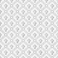 Wall Mural - Gray and White Cross Symbol Tile Pattern Repeat Background