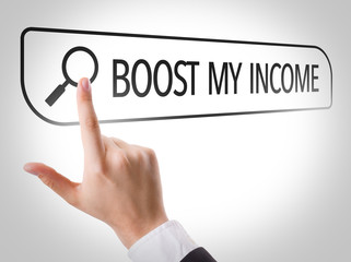 Boost My Income written in search bar on virtual screen