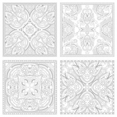 Canvas Print - unique coloring book square page set for adults