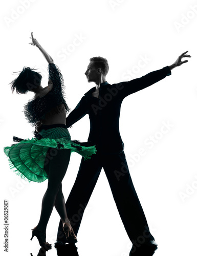 Cuadros en Lienzo Par de elegantes bailarines bailando silueta