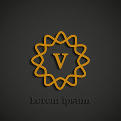 Wall Mural - vector graphic golden v letter symbol on black background