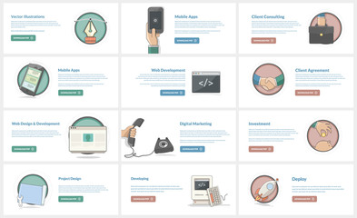 Wall Mural - BUSINESS, TECHNOLOGY and FINANCIAL  ICONS