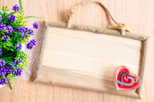 Wooden Photo Frame And Pendant In The Shape Of Heart