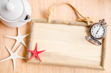  vintage clock and photo frames wooden