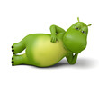 3d cartoon animal standing lying down.3d image. Isolated white background